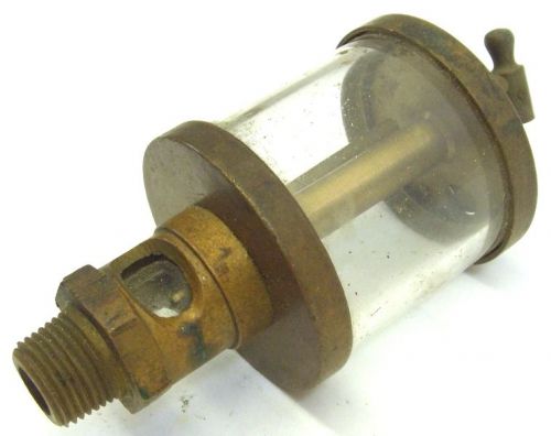 Antique essex brass corp. medium size glass &amp; brass hit/ miss engine oiler for sale