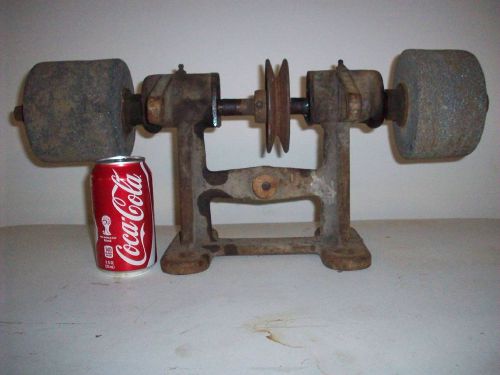 Antique large bench mount hit &amp; miss engine display line shaft grinder arbor for sale