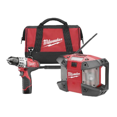 Milwaukee cordless 3/8 &#034; drill driver and radio combo kit- free shipping for sale