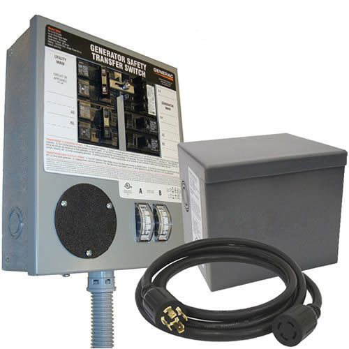 Generac 6294 30-amp 6-10 circuit manual transfer switch kit for portable generat for sale
