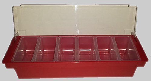 Red Classic 6 Pint Compartment Condiment Holder Caddy with Lid