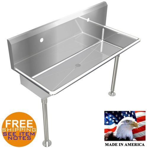 INDUSTRIAL 2 USERS MULTISTATION WASH UP HAND SINK 48&#034; STAINLESS STEEL WITH LEGS