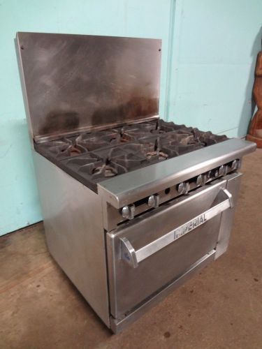 &#034; IMPERIAL &#034; HEAVY DUTY COMMERCIAL NATURAL GAS 6 BURNERS STOVE RANGE  w/OVEN