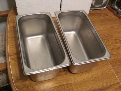 2 ROYAL COMMERCIAL STAINLESS  STEAM TABLE INSERT PANS THIRD 6 &#034;D-ROYSTP-1306-GUC