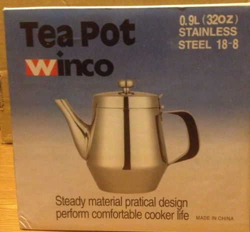 WINCO STAINLESS STEEL TEAPOT 0.9L ( 32 OZ ) FOR RESTAURANT OR HOME USE