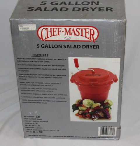 Chef-Master 90005 Red Manual 5-Gallon Salad Dryer Spinner