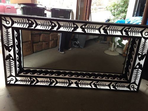 Huge 7&#039; X 48&#034;! Light Up Mirror FISH BONE OCEAN. Steel  ARTIST DESIGNED Amazing!