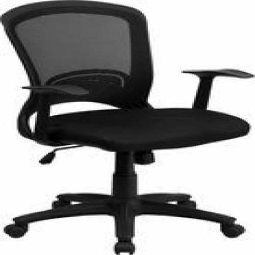 Flash Furniture HL-0007-GG Mid-Back Black Mesh Chair with Padded Mesh Seat