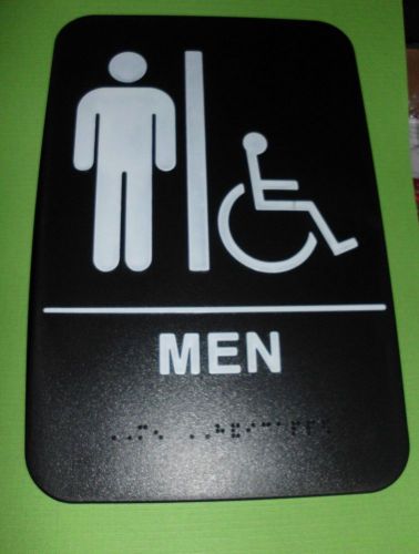 ADA RESTROOM SIGN MEN WHEELCHAIR BRAILLE BLACK PUBLIC ACCOMMODATION APPROVED