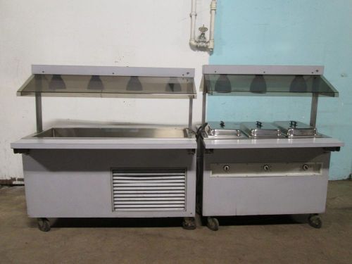Commercial h.d. hot &amp; cold matching buffet tables w/lighted canopy, sneeze guard for sale