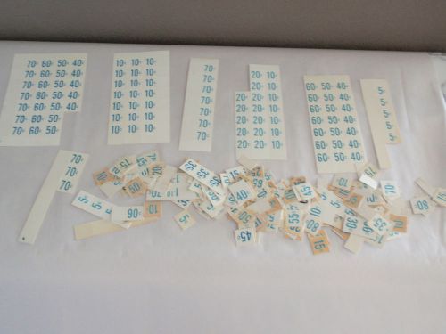 LARGE LOT OF AQUA BLUE VENDING MACHINE PRODUCT PRICE SIGNS PRINTED BOTH SIDES!