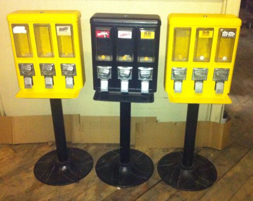 (3) Tri-Vend Bulk Candy/Gumball Vending Machines with Key ~ Pre-Owned