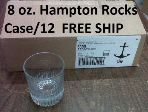 Anchor Hocking 8oz. HAMPTON ROCKS GLASS CASE/12 #639U free shipping