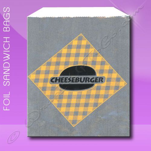 Foil Jumbo Sandwich Bags – 6-1/2 x 1-1/2 x 7-3/4 – Printed Cheeseburger