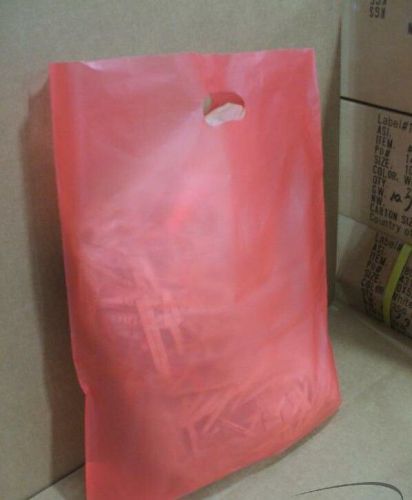 500 Red Plastic Retail Merchandise Shopping Bags Diecut Handle 15&#034; x 18&#034; x4&#034; NEW