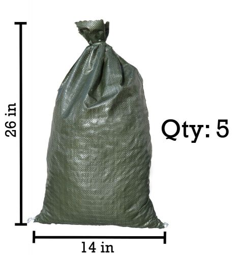 Sandbaggy 5 Green Empty Sandbags For Sale 14x26 Sandbag Sand Bags Bag Poly