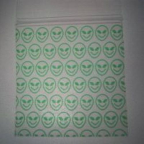 Printed Mini-ZipLock - Zip Lock Bags/Baggies -400 - 1 1/4&#034; X l 1/4&#034; Illegal Alie