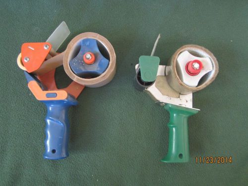 Lot of 2, Heavy Duty 2&#034; tape guns, , with partial rolls packing tape,