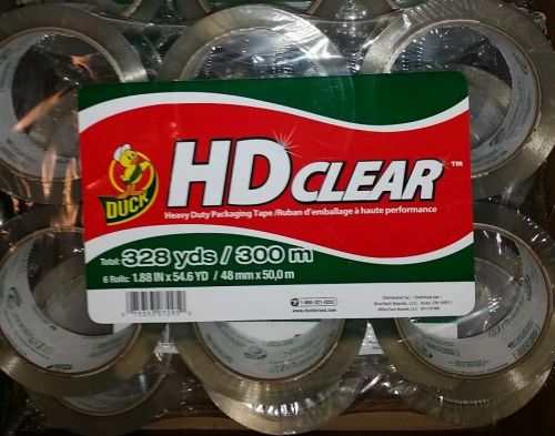 Pack of 6 Rolls, Duck HD Clear, 2.6 mil, Packaging Tape 1.88&#034; x 54.6 yd.