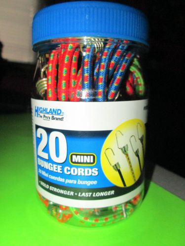 HIGHLAND MINI BUNGEE CORDS - 19 NEW IN JAR - 4 DIFFERENT COLORS - TIEDOWNS