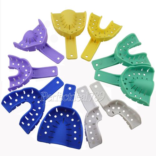 New 10 pcs 5 pairs dental disposable impression trays ii reusable colored 1 set for sale