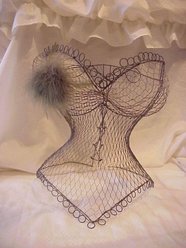 Shabby chic wire corset mannequin bust form table wall decor 15&#034; tall for sale