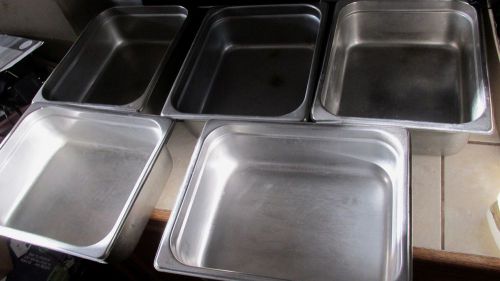 Stainless Steel SS Buffet Steam Table Insert Pan LOT of 5 - 4x10x12&#034; - 7 qt