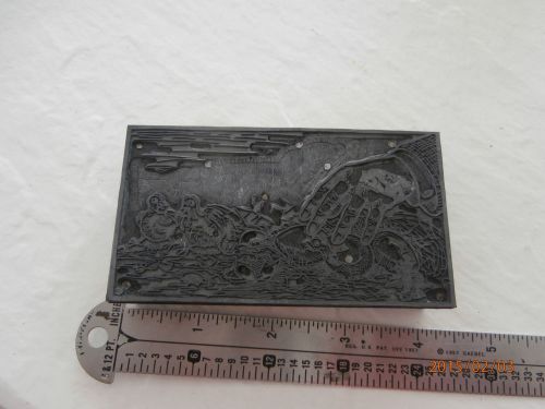 LETTERPRESS PRINTING BLOCK NEST, CHICKENS, EGGS WITH HAND VINTAGE