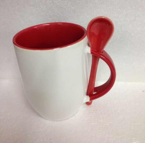 Lot of 30 Red 12oz Two tone Red Sublimation Printing Dye Mug With Spoon