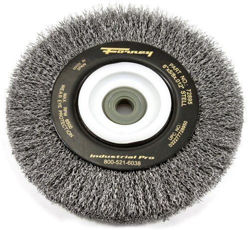 Forney 72895 wire bench wheel brush, industrial pro crimped with 1/2-inch new for sale