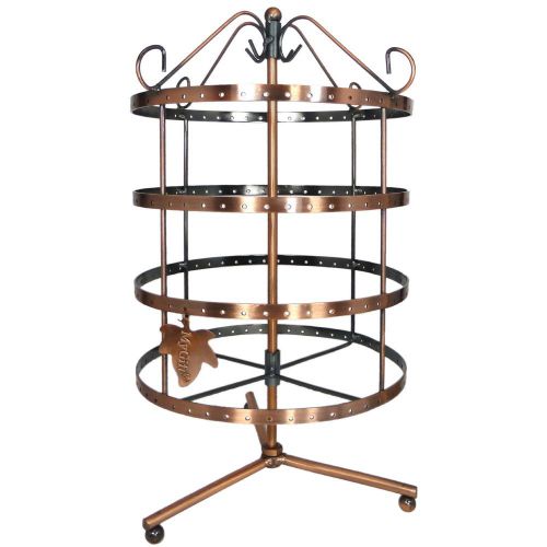 Copper rotating tier metal earring jewelry holder stand tree display rack -92 pa for sale