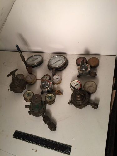 7 Uniweld Harris Purox Oxygen Acetylene Steampunk regulators Compressed Gas Lot