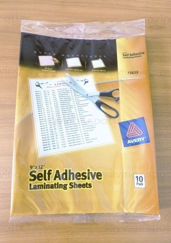Avery 10/PACK Self-Adhesive Clear Laminating Sheets, 9x12, Thick 3 mil (73603)