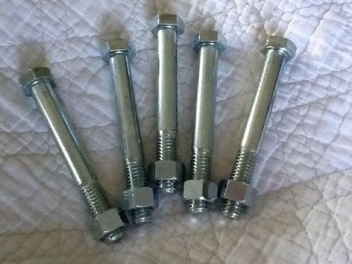 5 new hillman coarse thread hex bolts steel 1/2 x 4 w/ nuts for sale