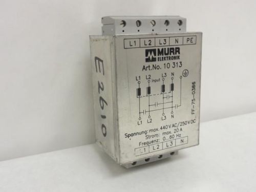 143411 new-no box, murr elektronik ff-75-0386 volt line filter 20a, 440vac/250vd for sale