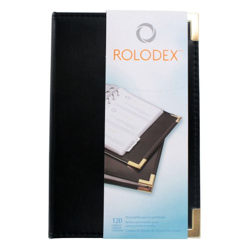 Rolodex Small Business Card Binder with Tabs Holds 120 2 1/4 x 4 Cards, Black
