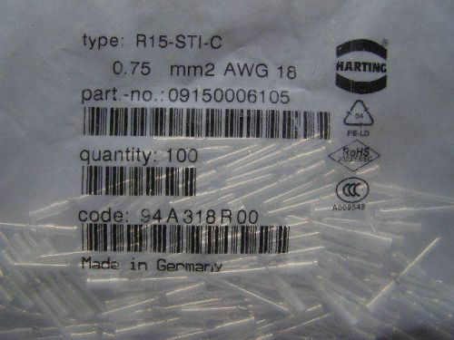 HARTING R15-STI-C 0,75 mm2 AWG 18 MALE CRIMP CONTACT 09150006105