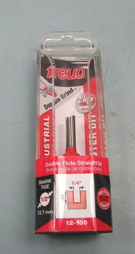 1/4&#034; (Dia.) Double Flute Straight Bit (Double Grind) 12-100 Freud  NEW