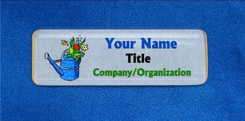 Watering Can Flowers Custom Personalized Name Tag Badge ID Gardener Gardening