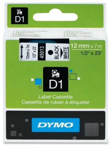 7 x Dymo 45013 DYMO D1 Electronic Tape, 1/2 in.x23 Size, Black/White
