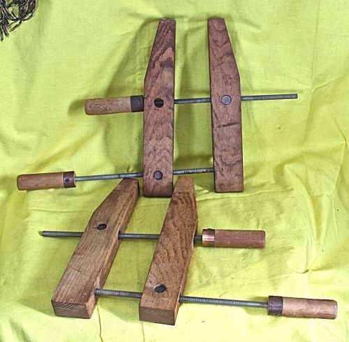 PAIR OF CUSTOM MADE SOLID OAK GLUE CLAMPS WITH 4 1/2&#034; JAWS