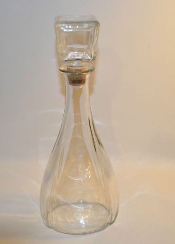 Vintage Liquor Decanter Clear Glass Whiskey Bourbon Bottle with Cork Stopper
