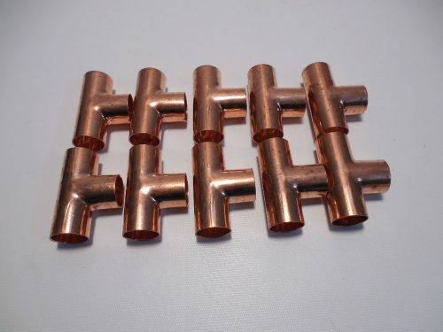 LOT OF10 3/4&#034; x 3/4&#034; x 3/4&#034; Copper Tee, Mueller, Lead Free Complant  Made In USA