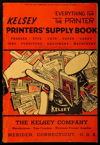 1946 Vintage KELSEY PRINTING PRESS Catalog Type Fonts MERIDEN CONNECTICUT N/R!