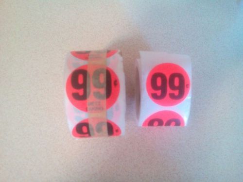 99 Cent Day Glow Labels 1.5 rolls all for one money 500 per roll