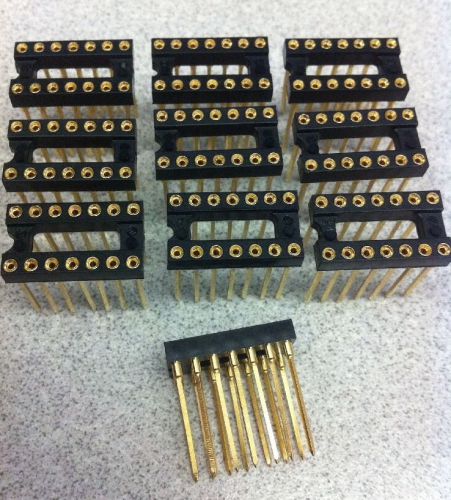Lot Of 10 Wire Wrap 14-pin IC DIP Sockets 0.3 inch Gold Plated - 10 pcs - New