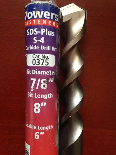 NEW 7/8&#034; x 8&#034; Power Fasteners SDS-PLUS Carbide Drill bit #0375