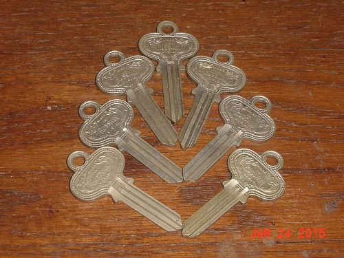 LOCKSMITH 7 silver Key Blanks Ornate Antique Steampunk RUSSWIN 1011-04A vintage