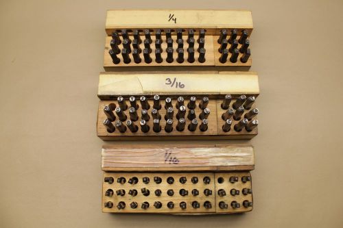 VINTAGE METAL HAND STAMPS HEAVY DUTY 3 SIZES 1/16&#034;-3/16&#034;-1/4&#034; LETTERS &amp; NUMBERS