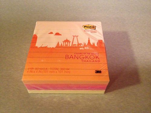 Post-It Super Sticky Colors Of The World Bangkok Notes, Super Sticky, 4 X 4, 90/
